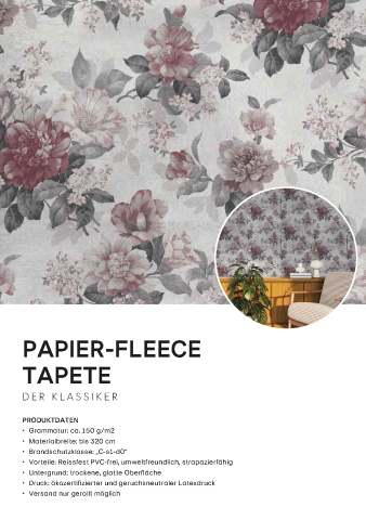 Papier-Fleece Tapete Musterblatt